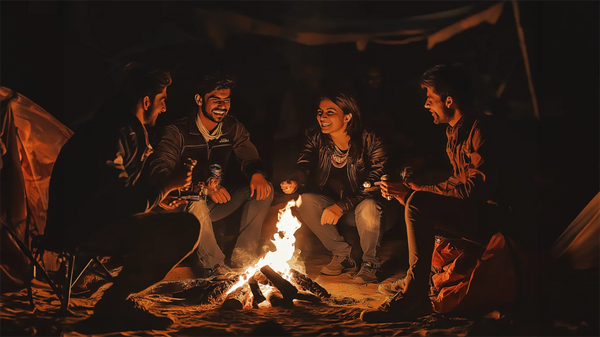 People enjoying campfire